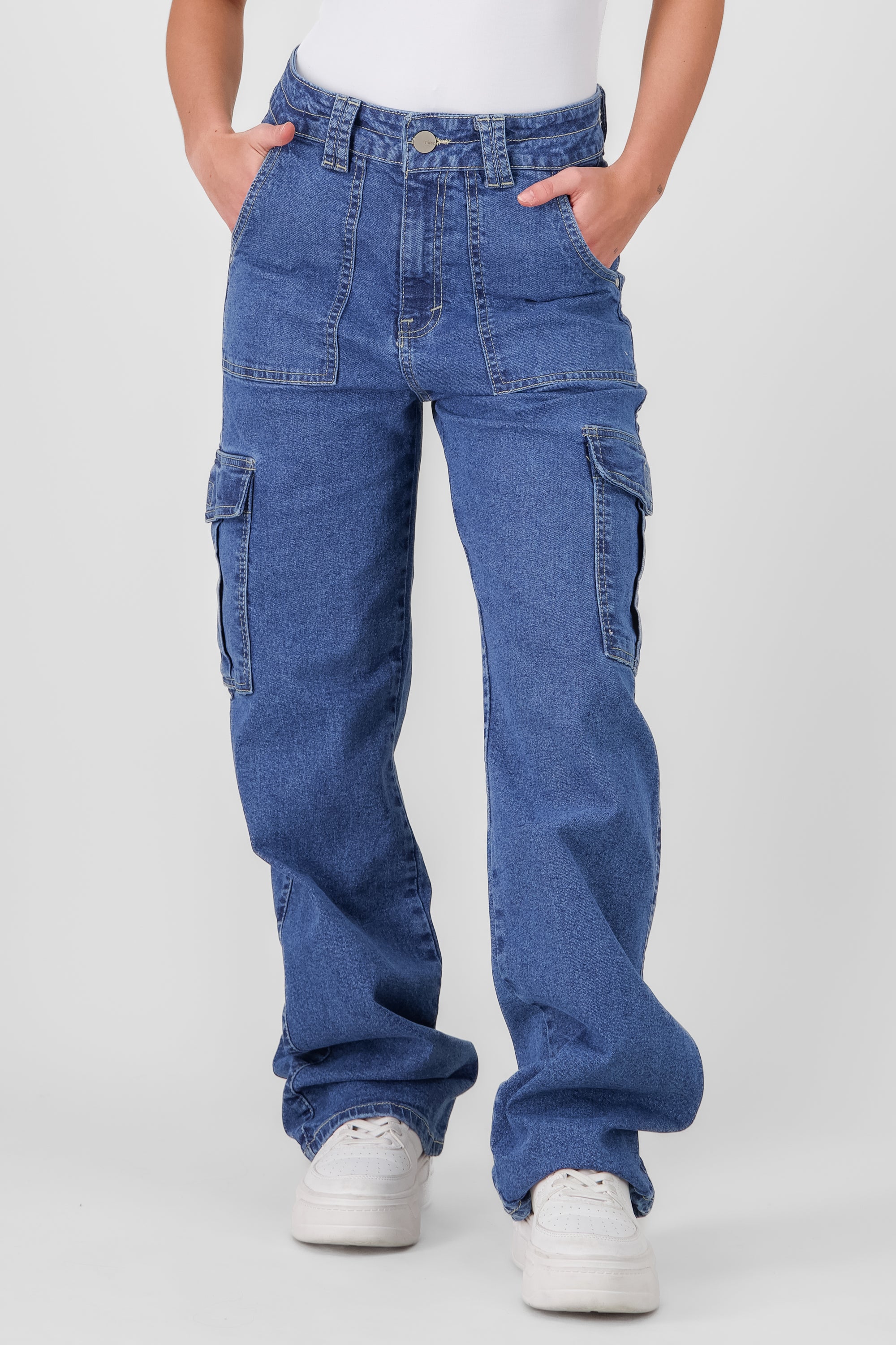 Cargo pocket jeans STONE