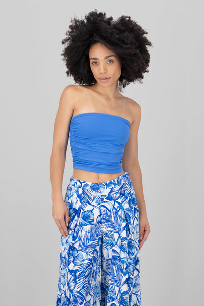 Drapped Strapless Tube Top SKY BLUE