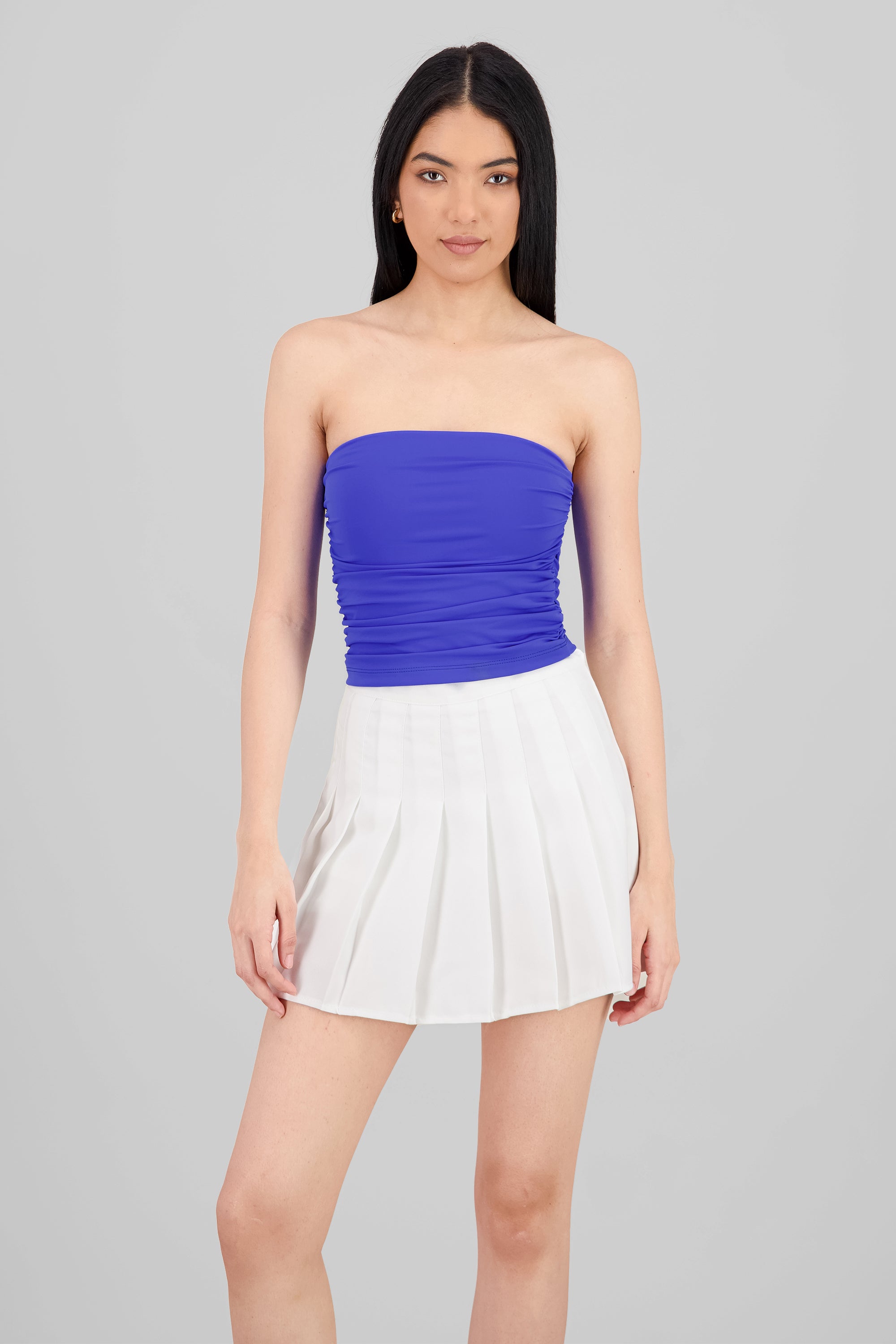 Drapped Strapless Tube Top ROYAL BLUE