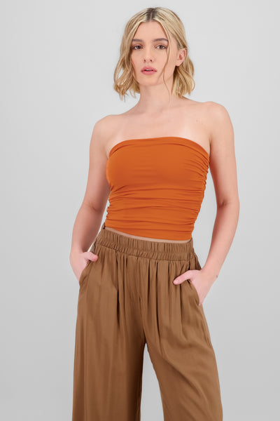 Drapped Strapless Tube Top CHOCOLATE