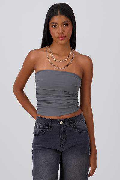 Drapped Strapless Tube Top SKY BLUE