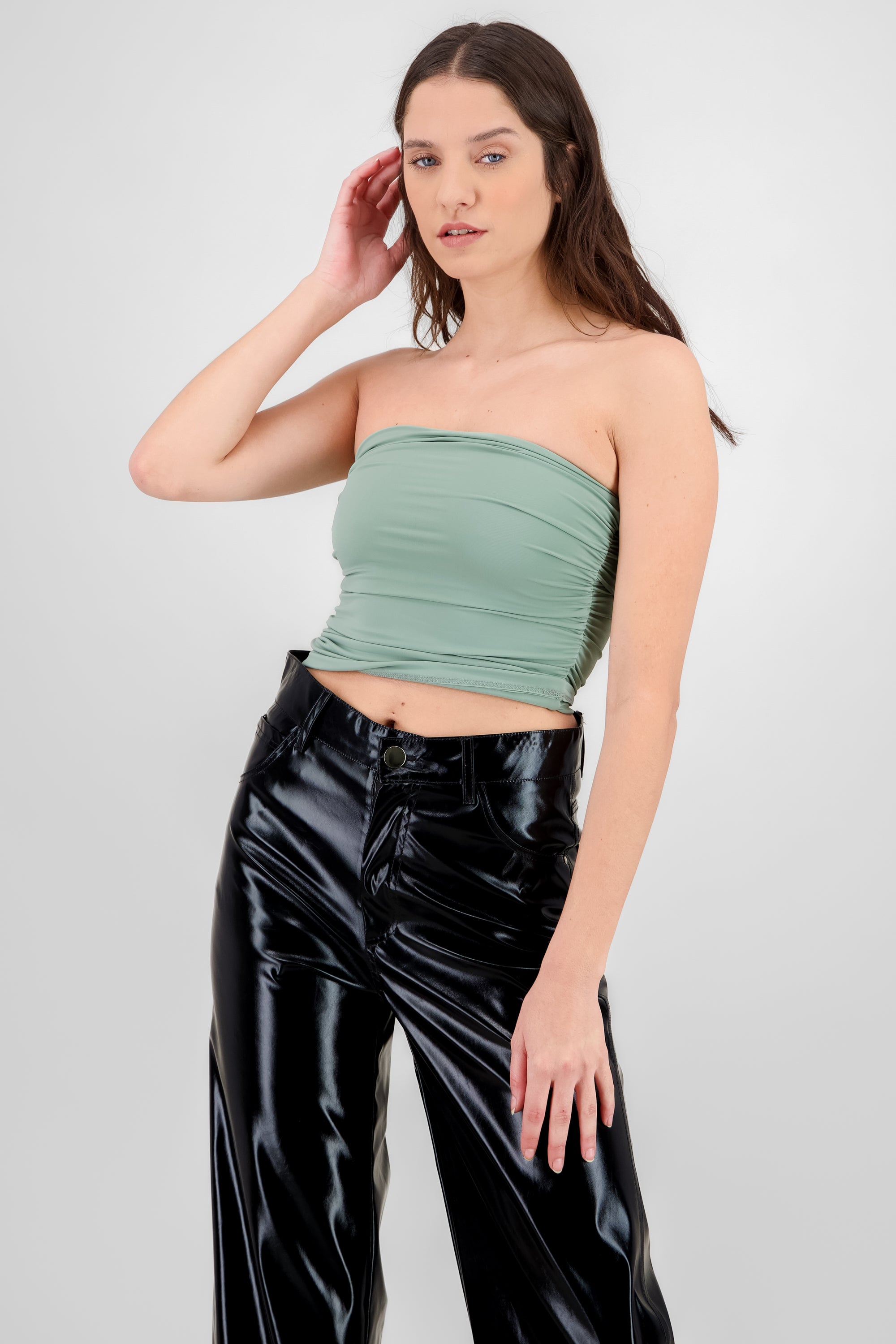 Drapped Strapless Tube Top SAGE