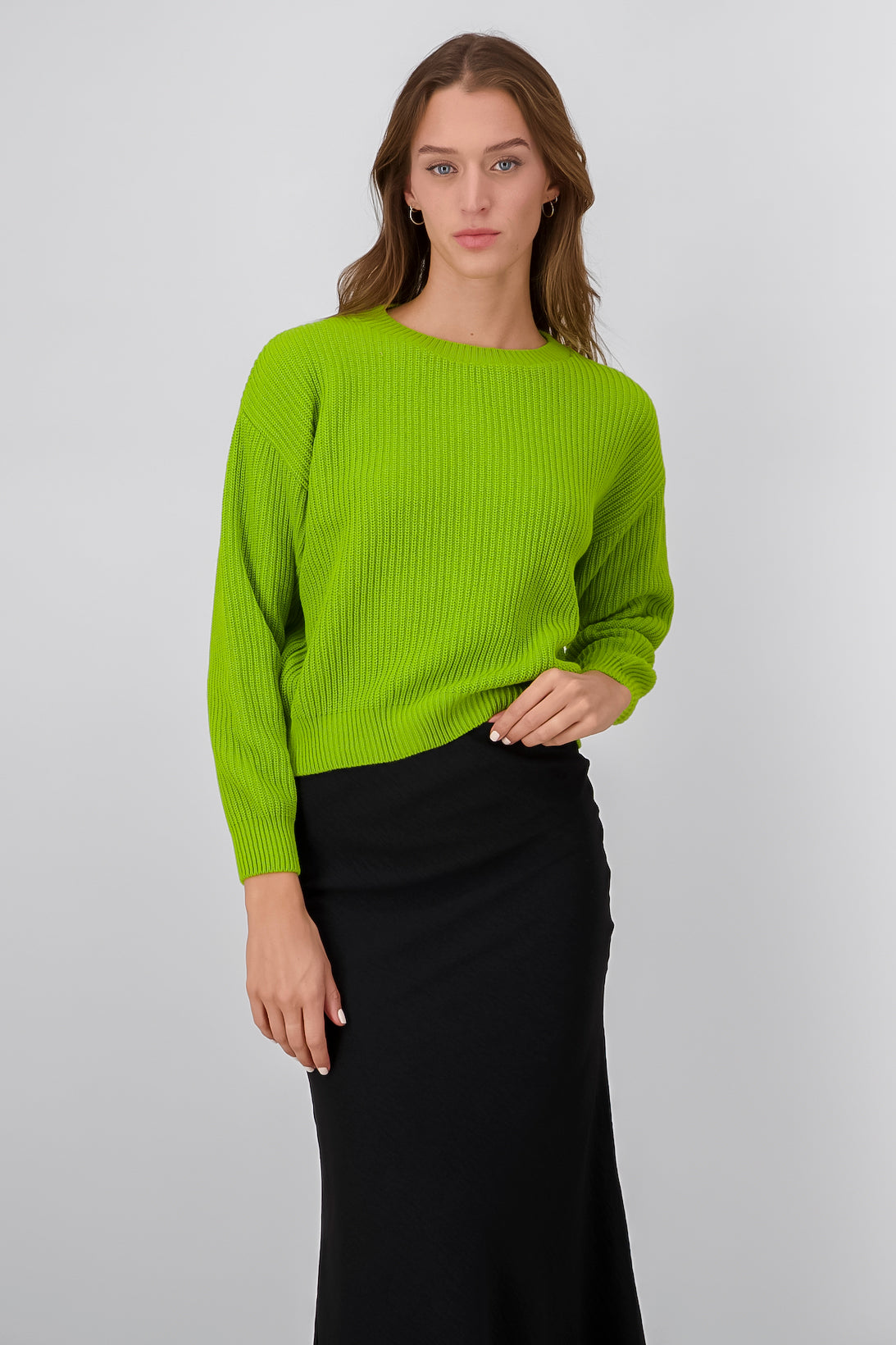 Round Neck Woven Sweater GREEN