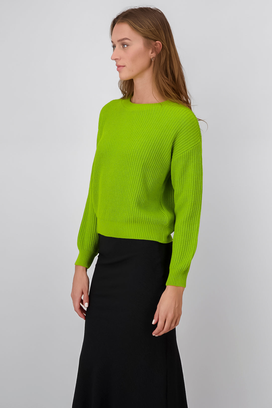 Round Neck Woven Sweater GREEN