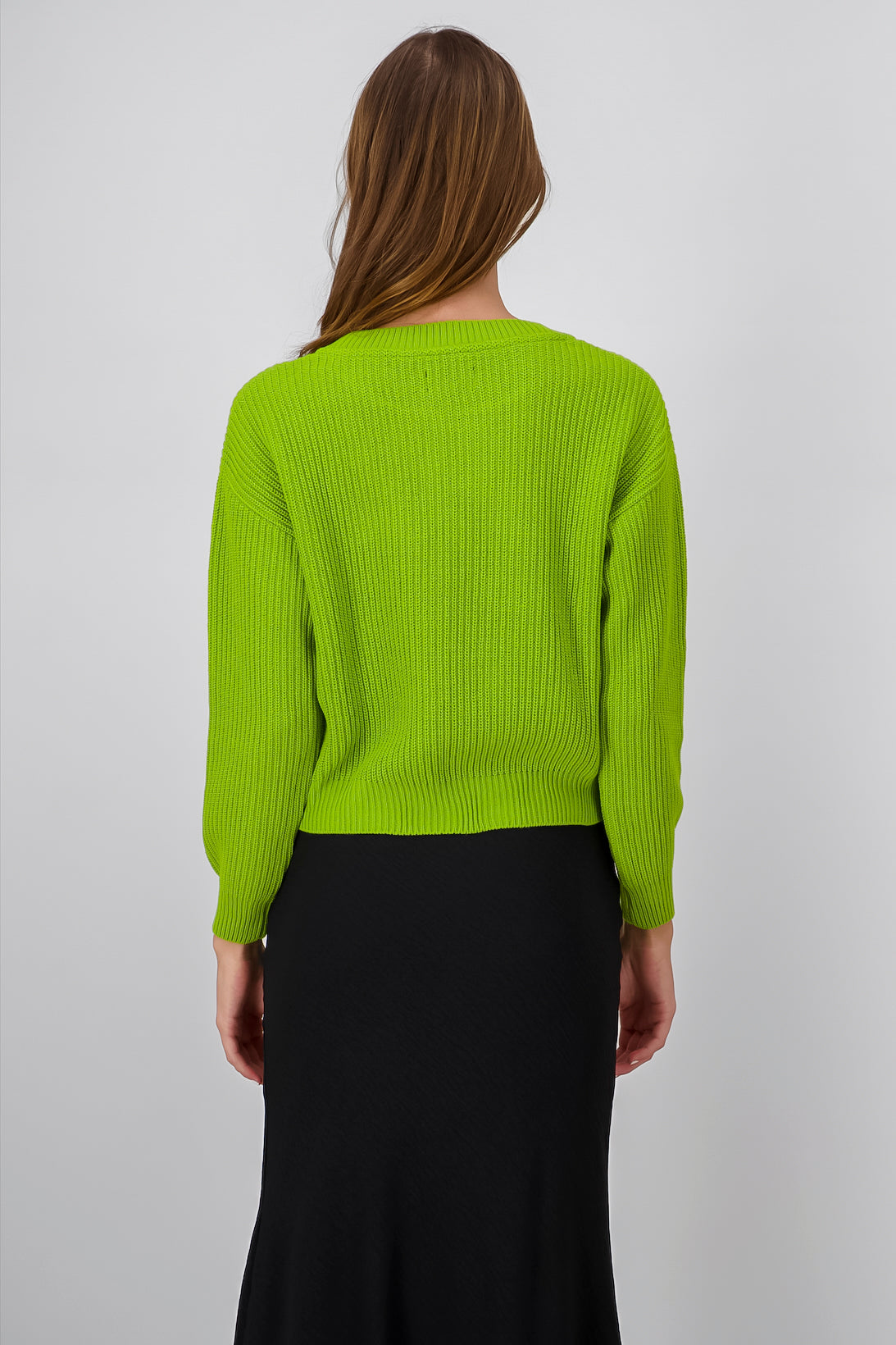 Round Neck Woven Sweater GREEN