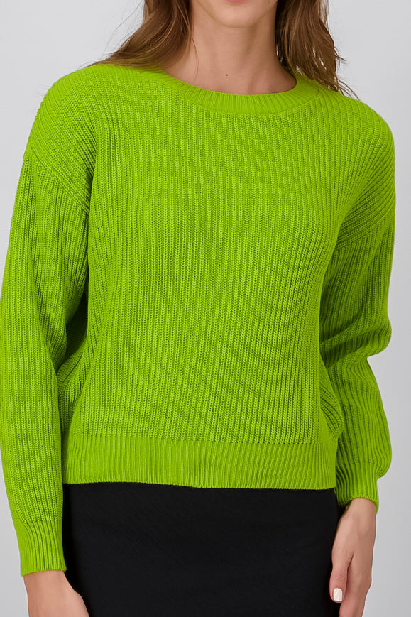 Round Neck Woven Sweater GREEN