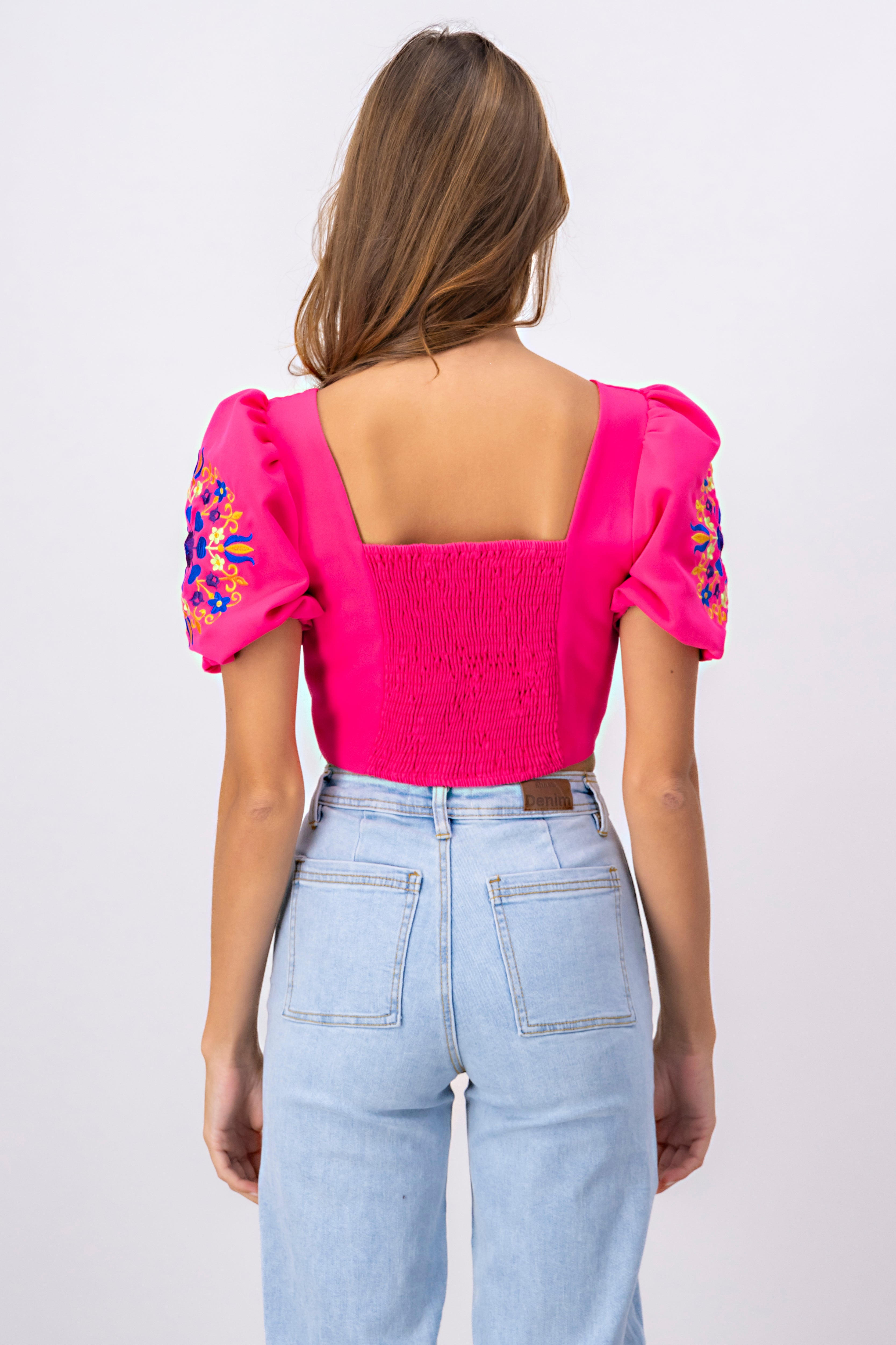 Top Puff Sleeves Detail FUCHSIA