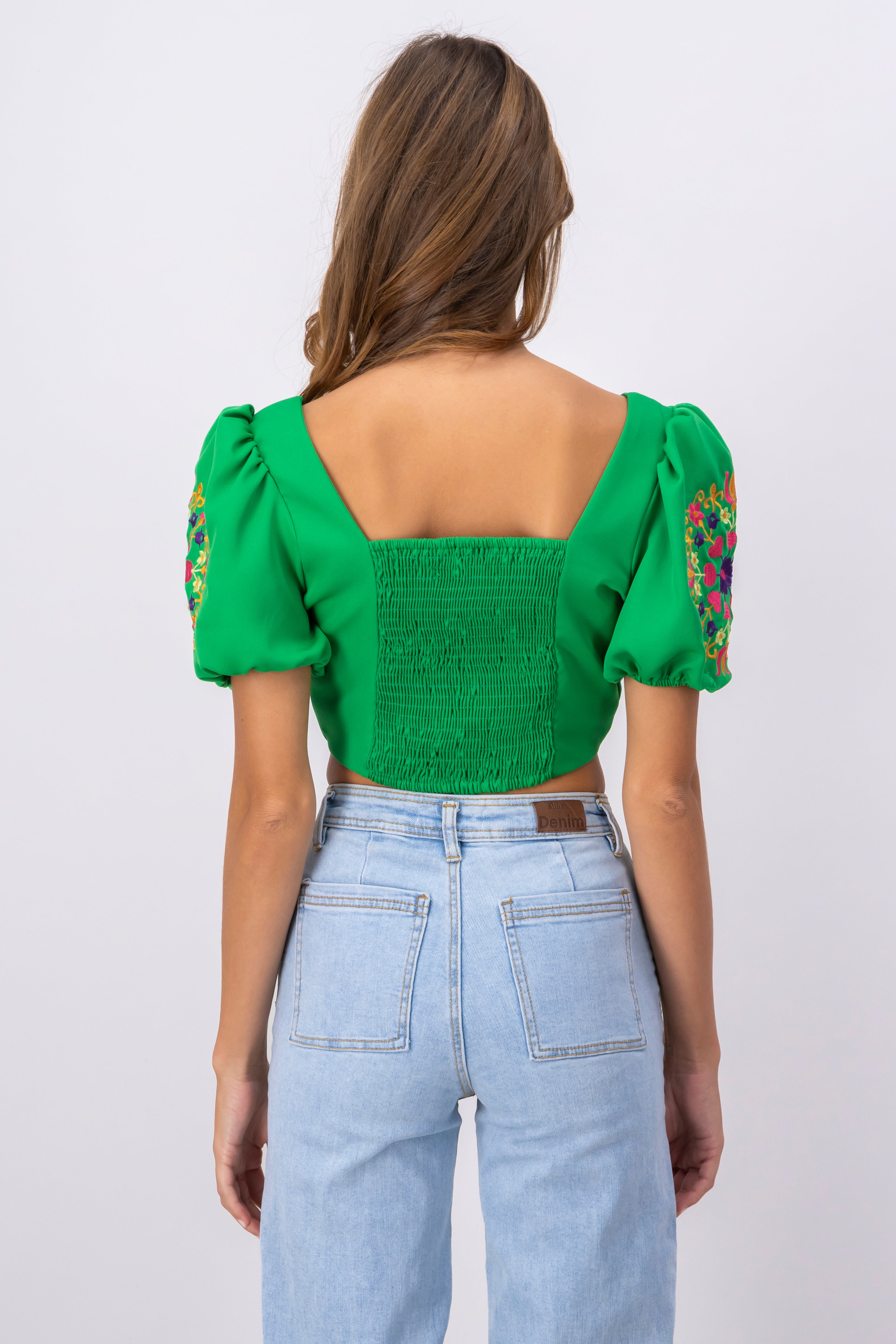 Top Puff Sleeves Detail GREEN