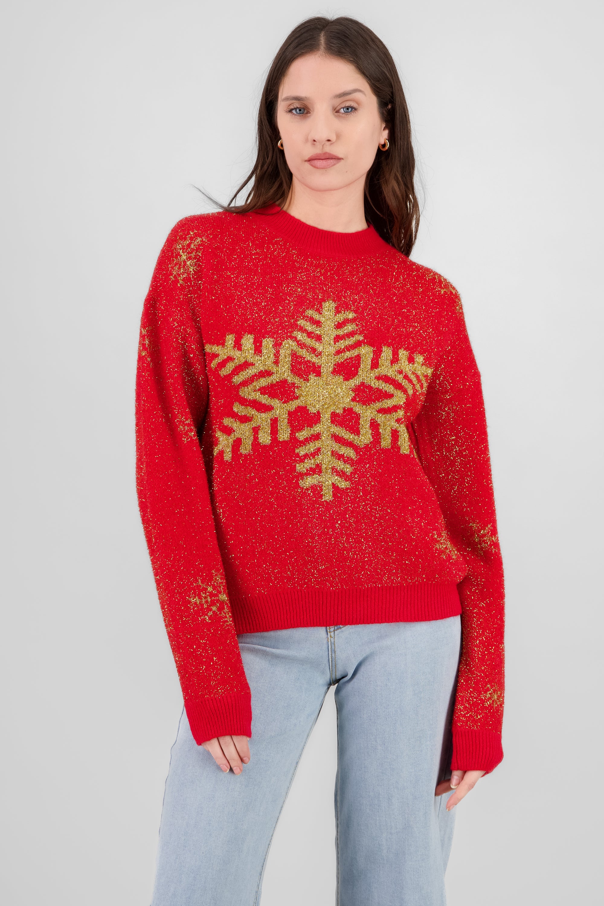 Christmas Sweater with Glitter RED