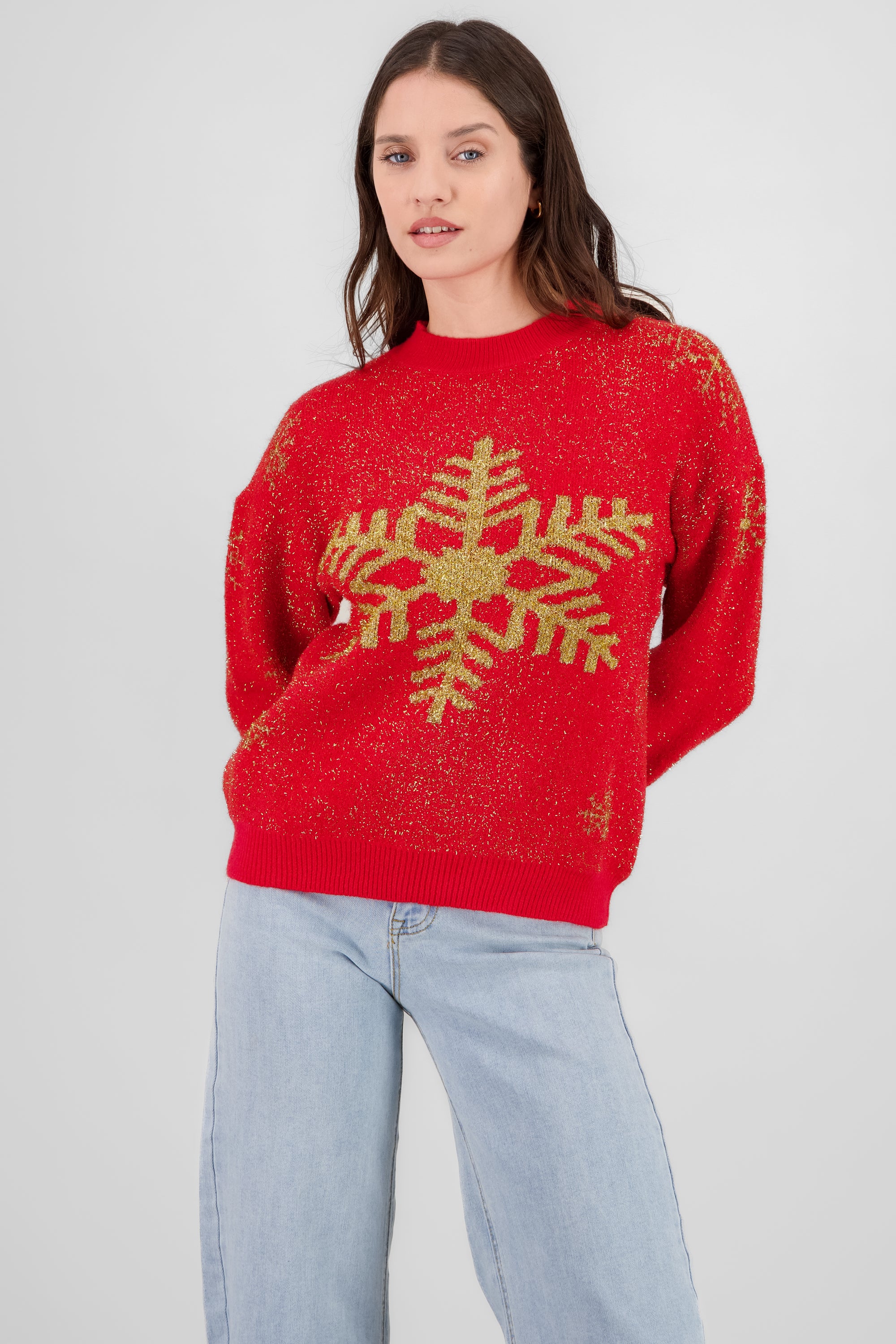 Christmas Sweater with Glitter RED