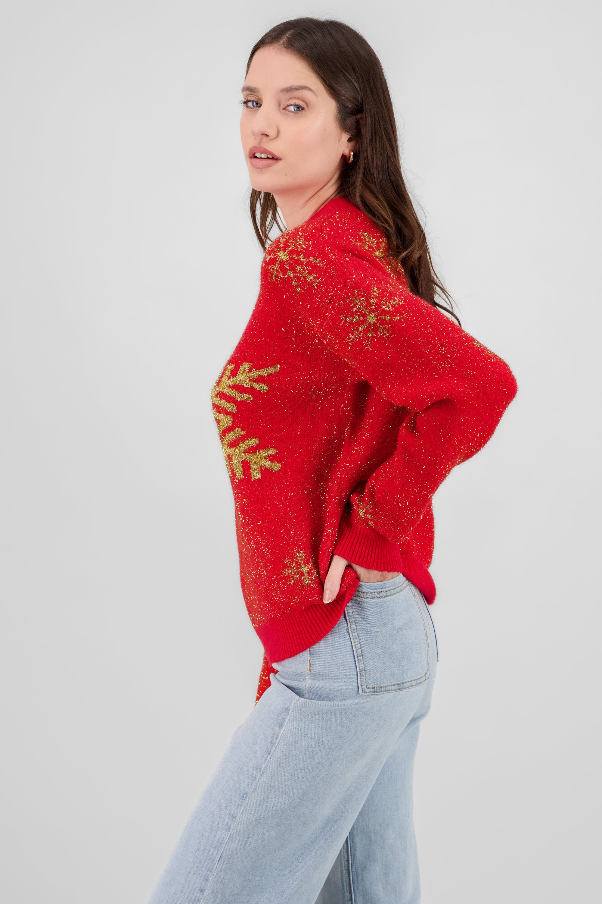 Christmas Sweater with Glitter RED