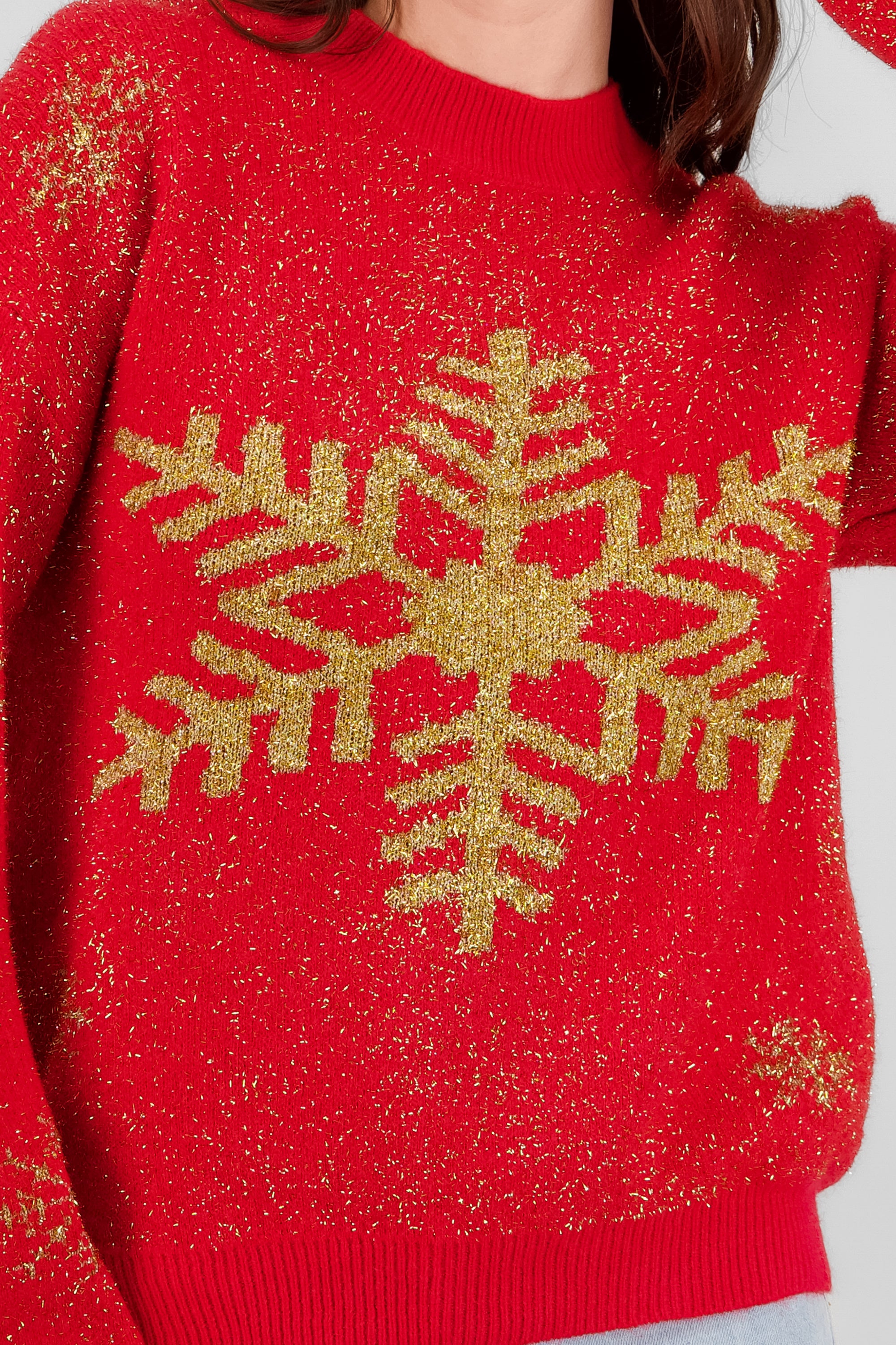 Christmas Sweater with Glitter RED