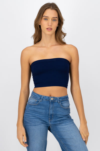 Strapless ribbed tube top CORAL