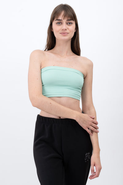 Strapless ribbed tube top CORAL