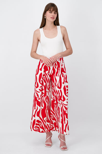 Printed Super WideLeg Pants RED COMBO