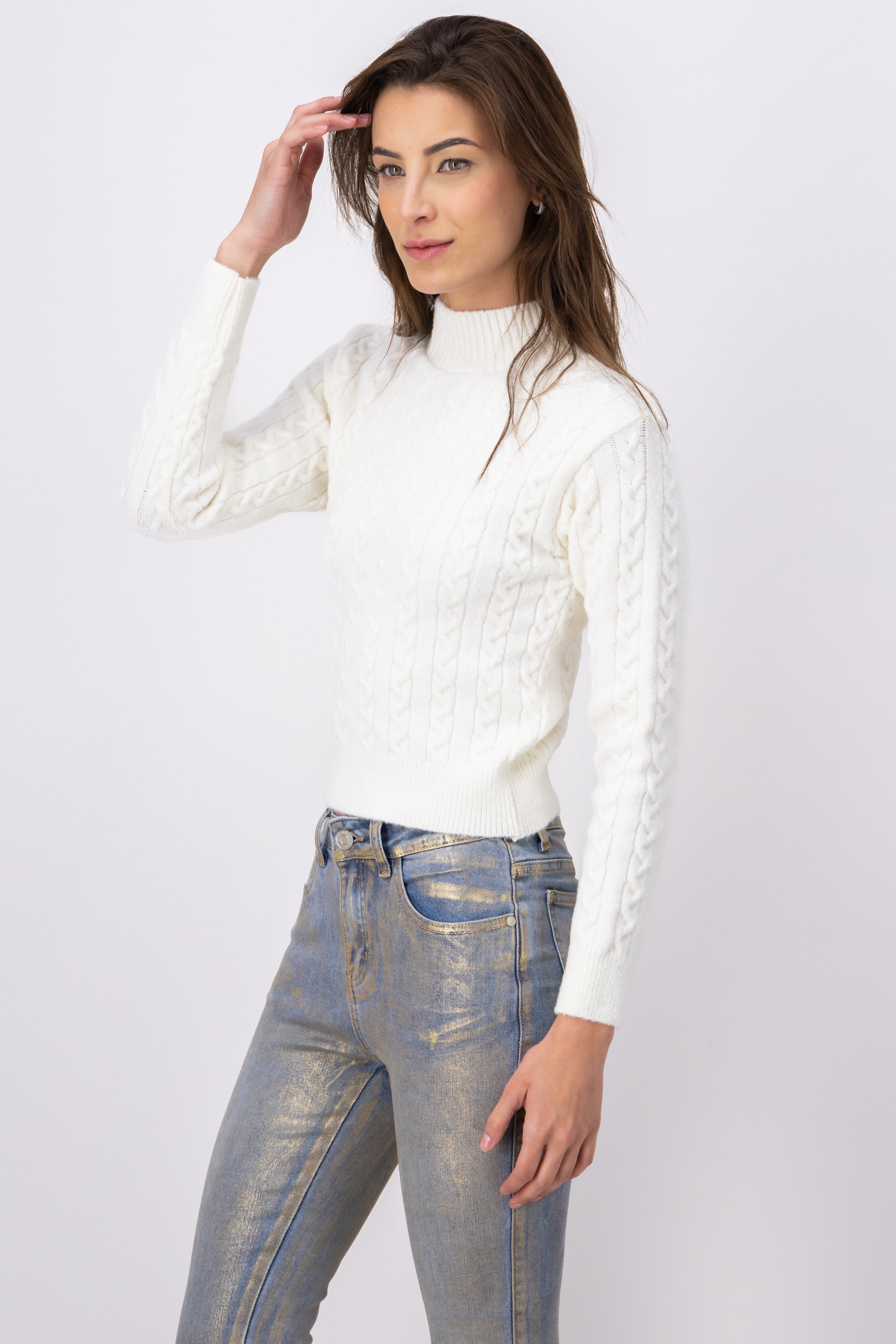 MockNeck Knit Sweater IVORY