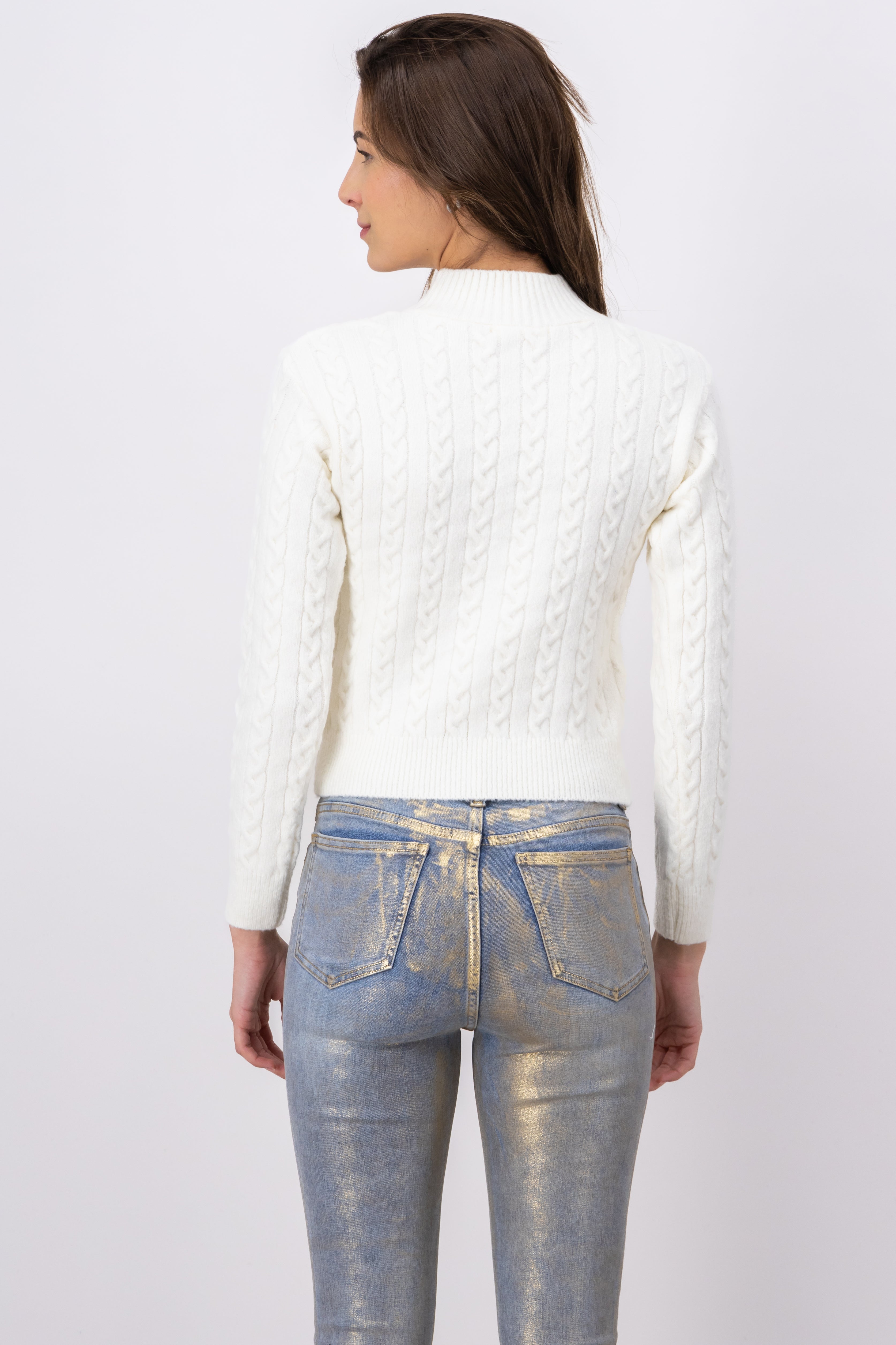 MockNeck Knit Sweater IVORY