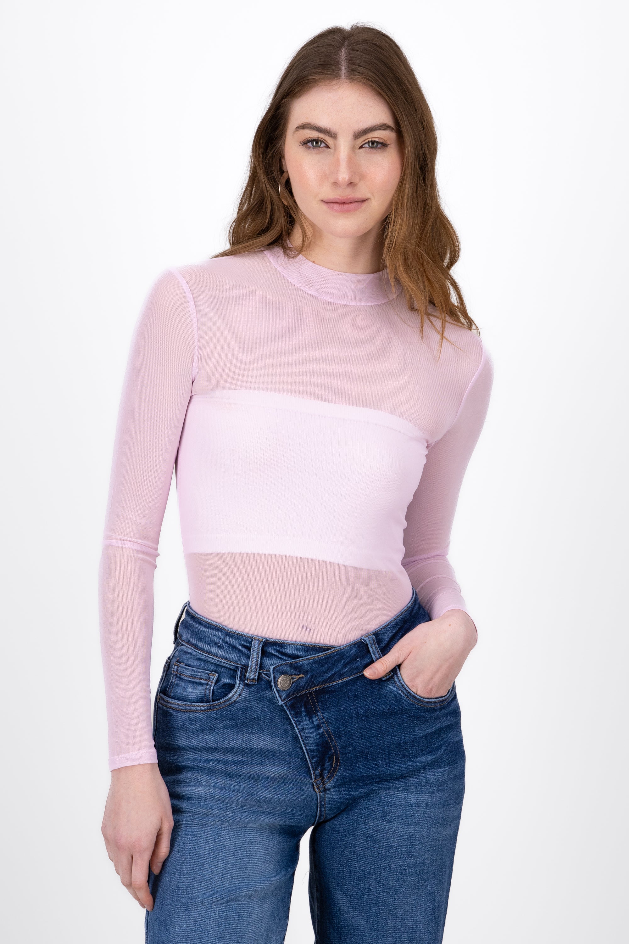 Long sleeved mesh bodysuit PASTEL PURPLE