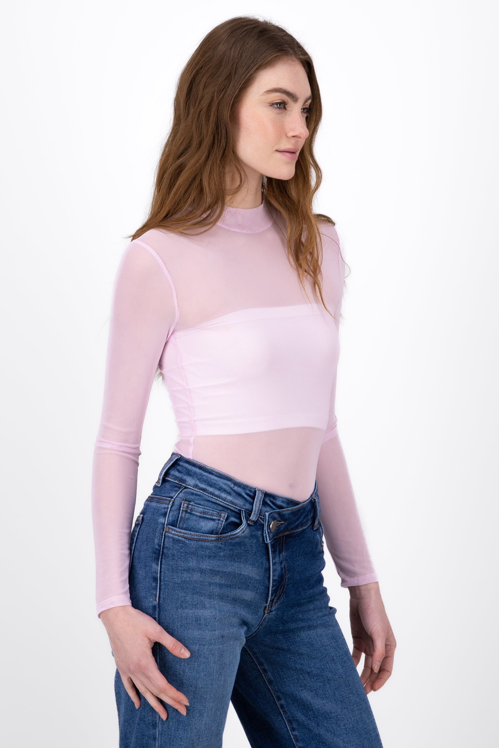 Long sleeved mesh bodysuit PASTEL PURPLE