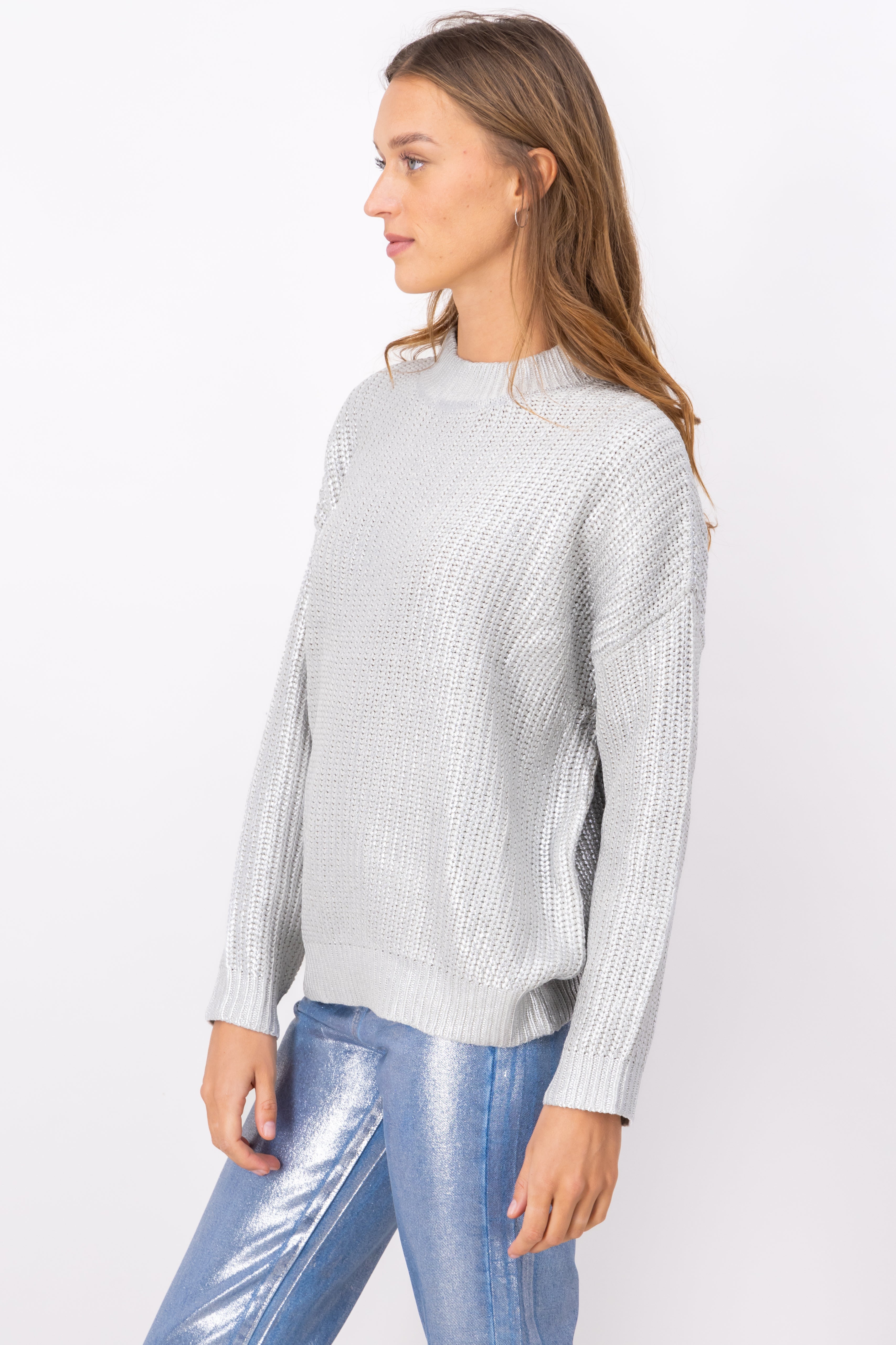 Oversized Knitted Sweater SILVER