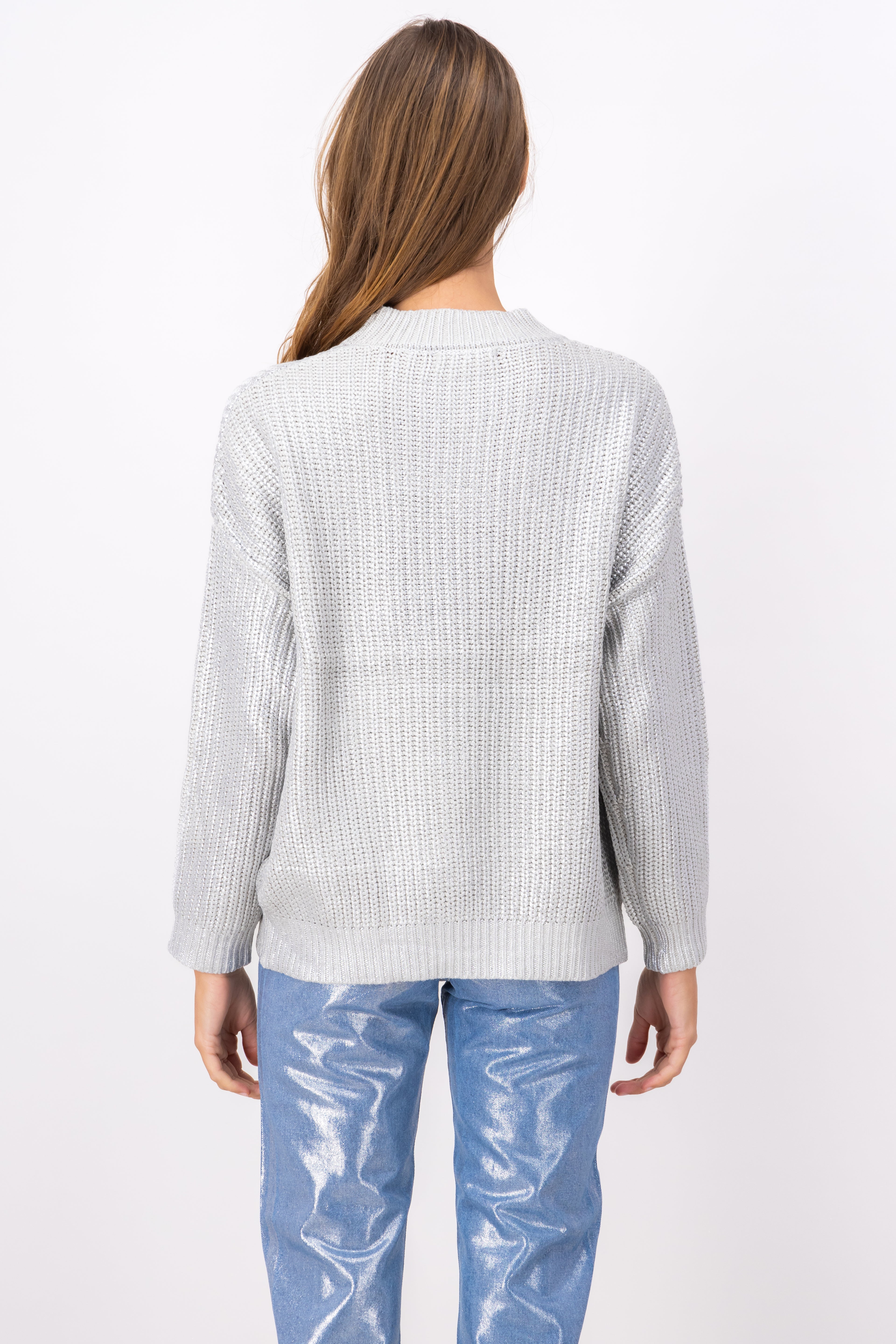 Oversized Knitted Sweater SILVER