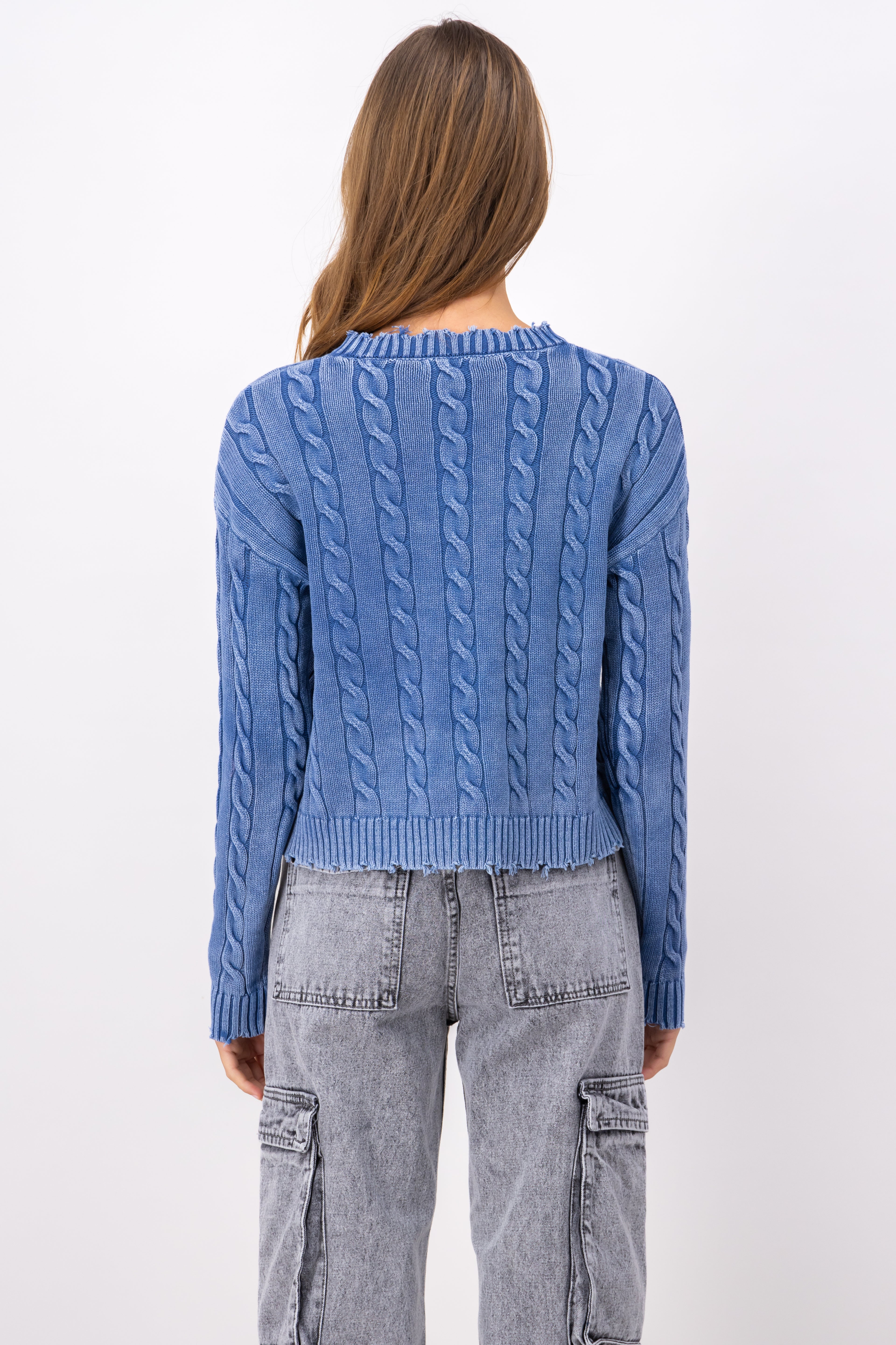 Washed Knit Sweater BLUE