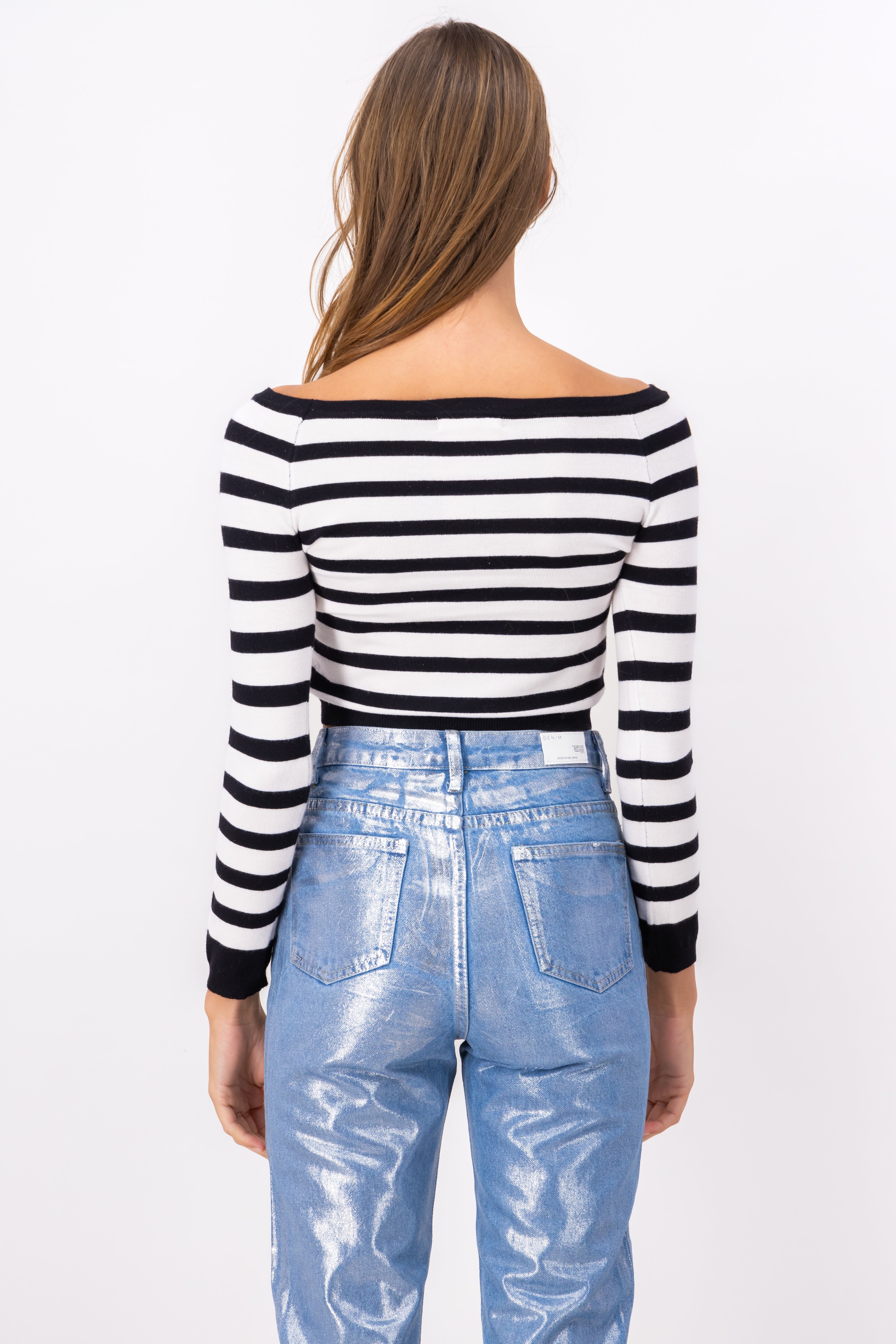 OffTheShoulder Sweater BLACK/WHITE