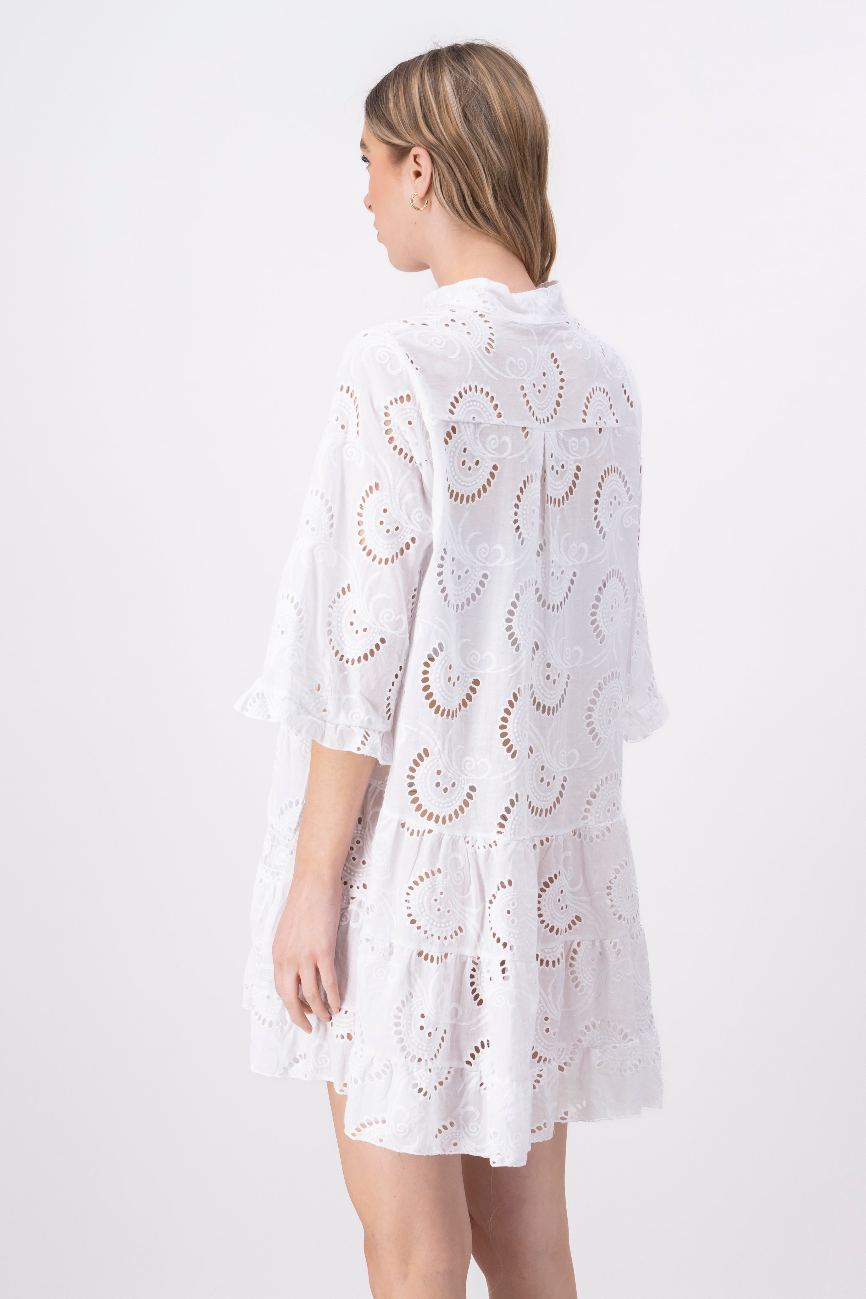 Eyelet Design Mini Kimono WHITE