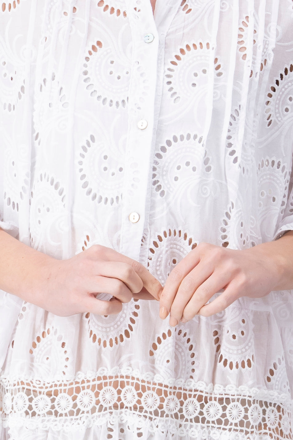 Eyelet Design Mini Kimono WHITE