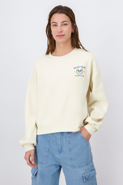 Monte Carlo Slogan Print Crewneck IVORY