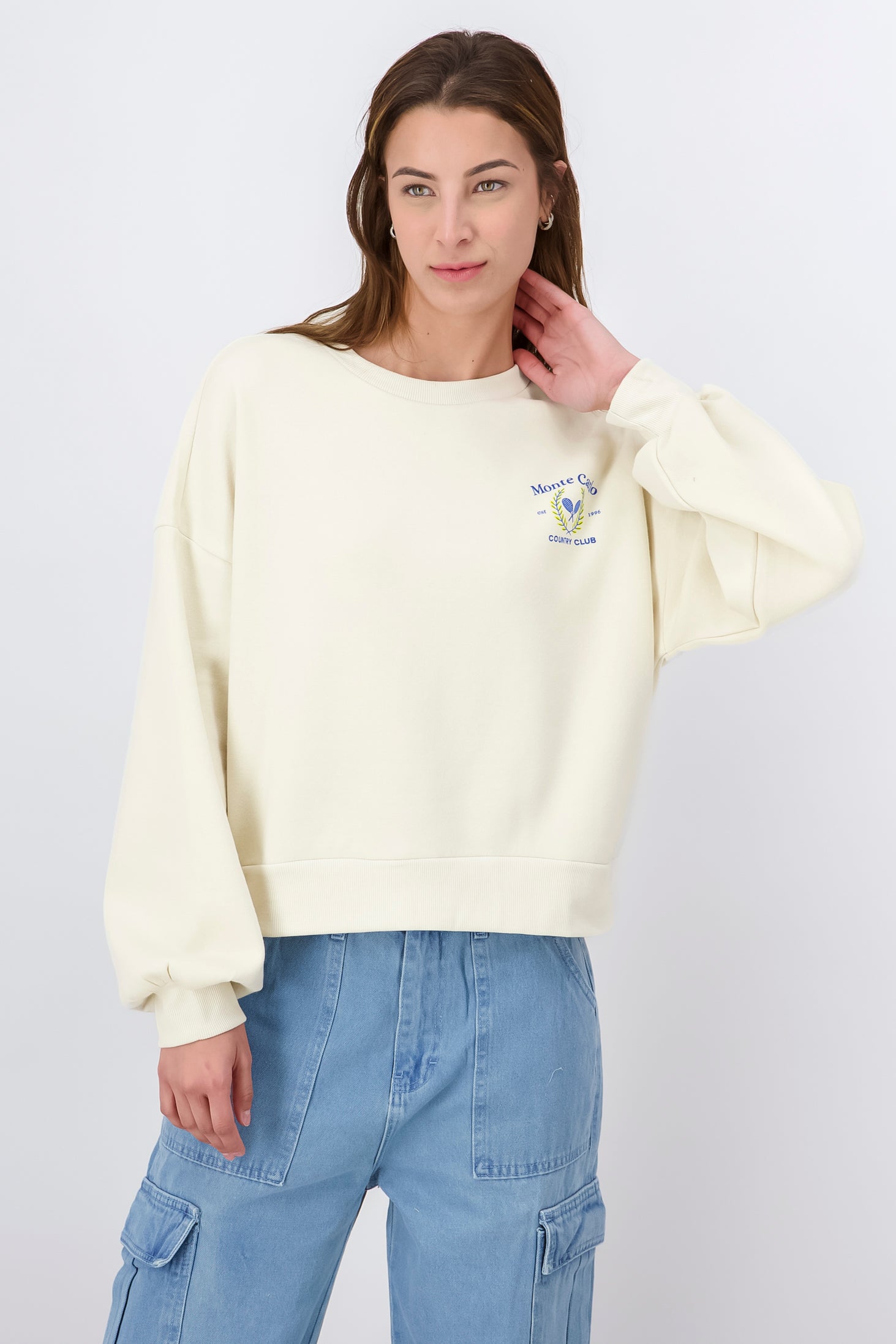 Monte Carlo Slogan Print Crewneck IVORY