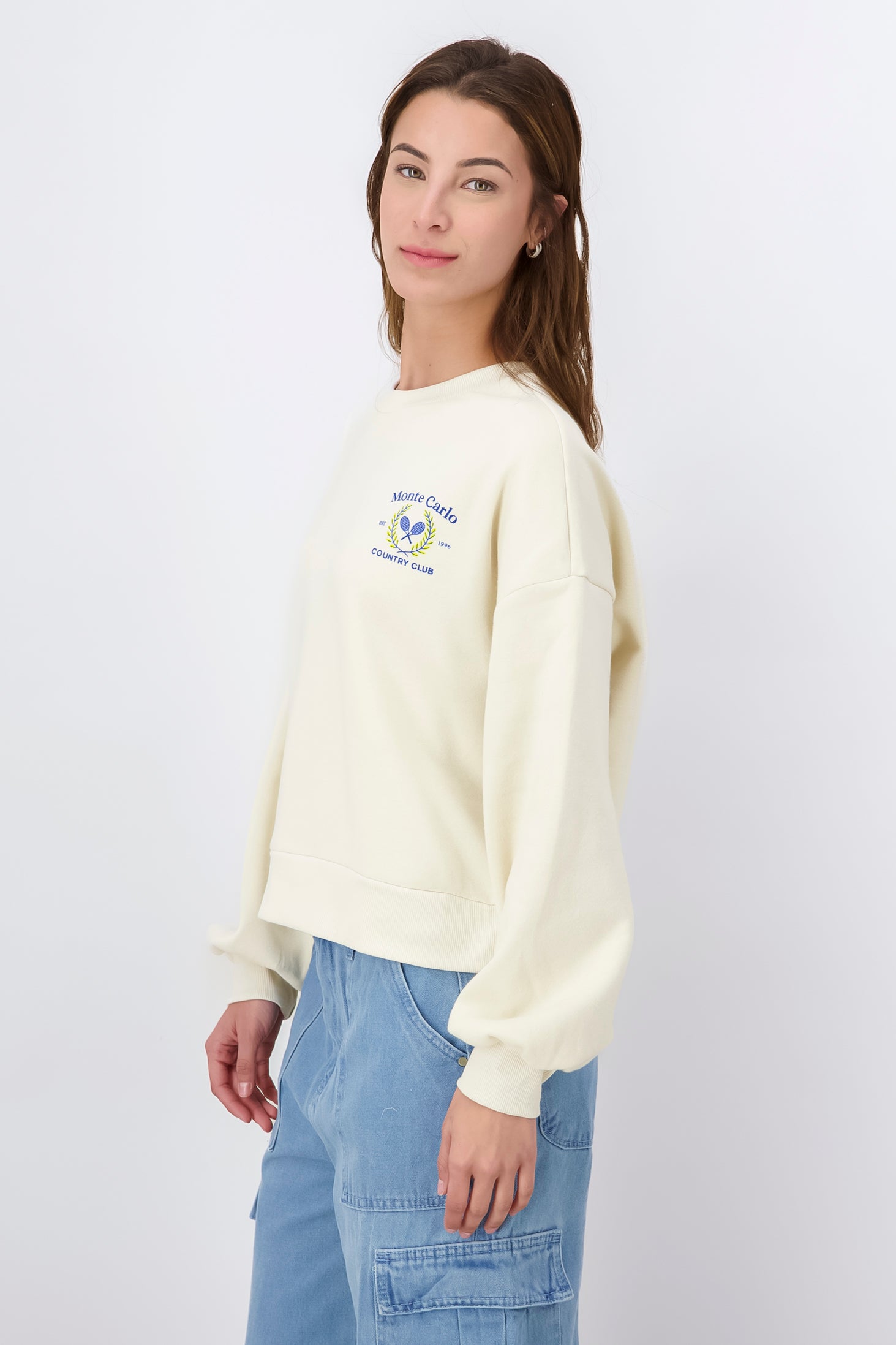 Monte Carlo Slogan Print Crewneck IVORY