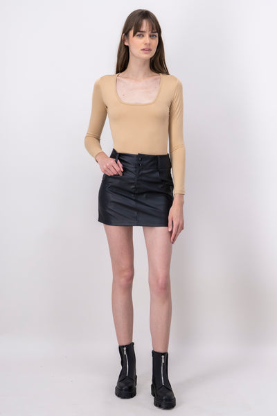 Faux Leather Mini Skirt BLACK