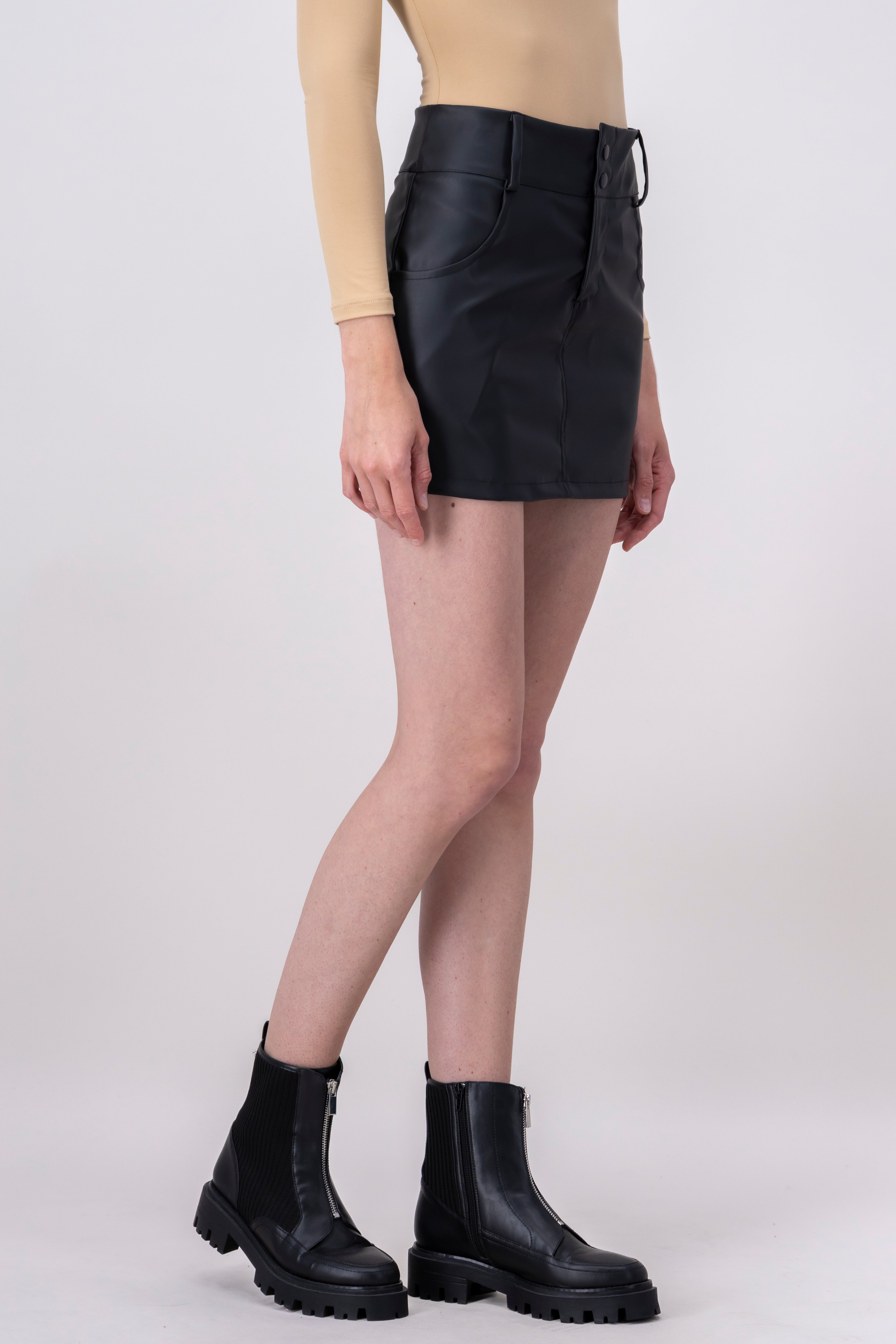 Faux Leather Mini Skirt BLACK