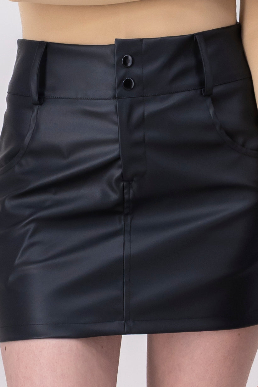 Faux Leather Mini Skirt BLACK