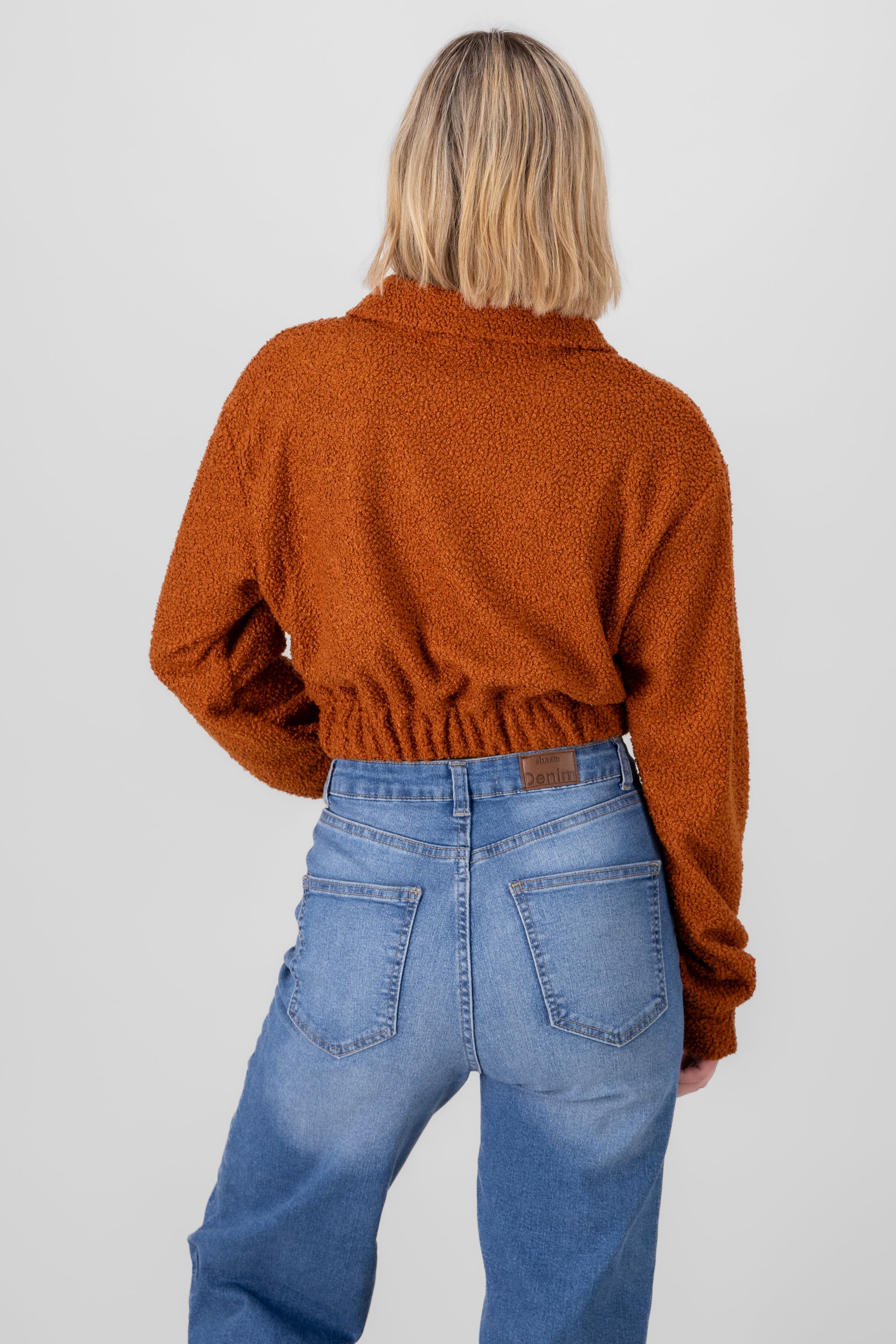 Textured Sherpa Sweatshirt ORANGE