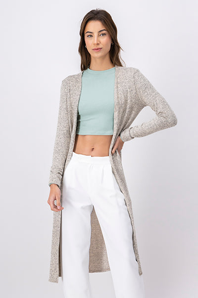 Long Sleeve Cardigan With Split CREAM