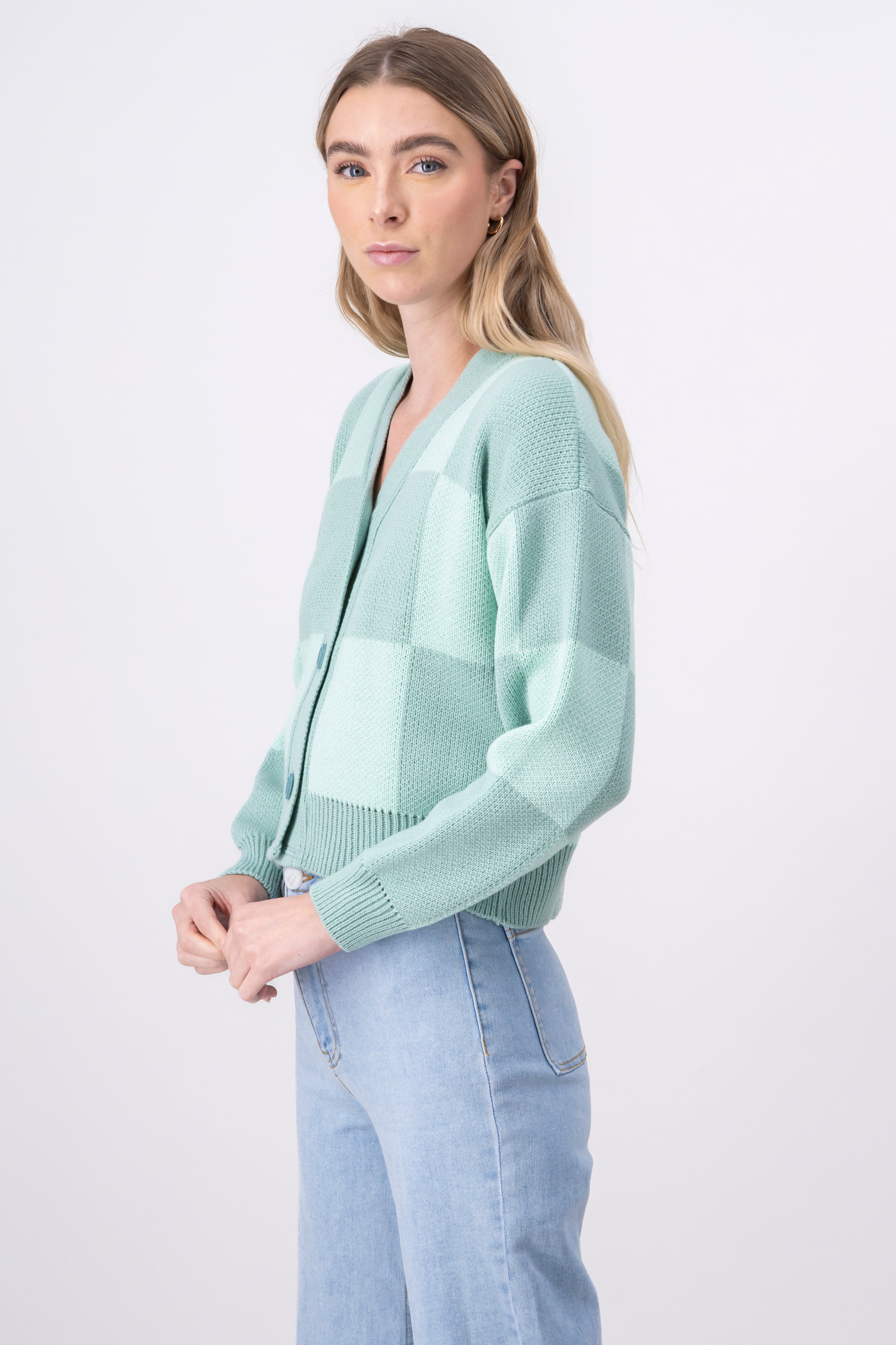 Checkered Woven Sweater GREEN