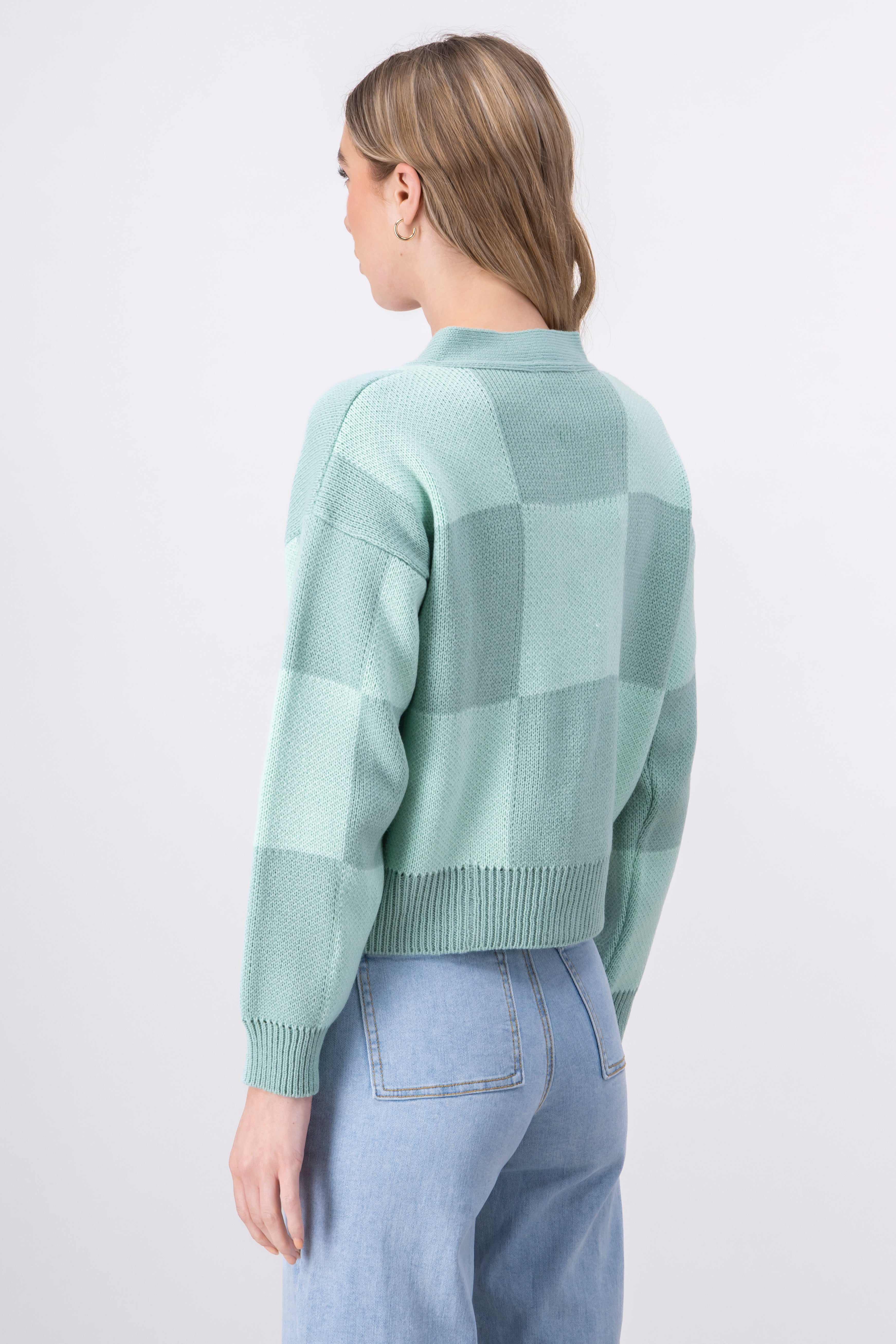 Checkered Woven Sweater GREEN