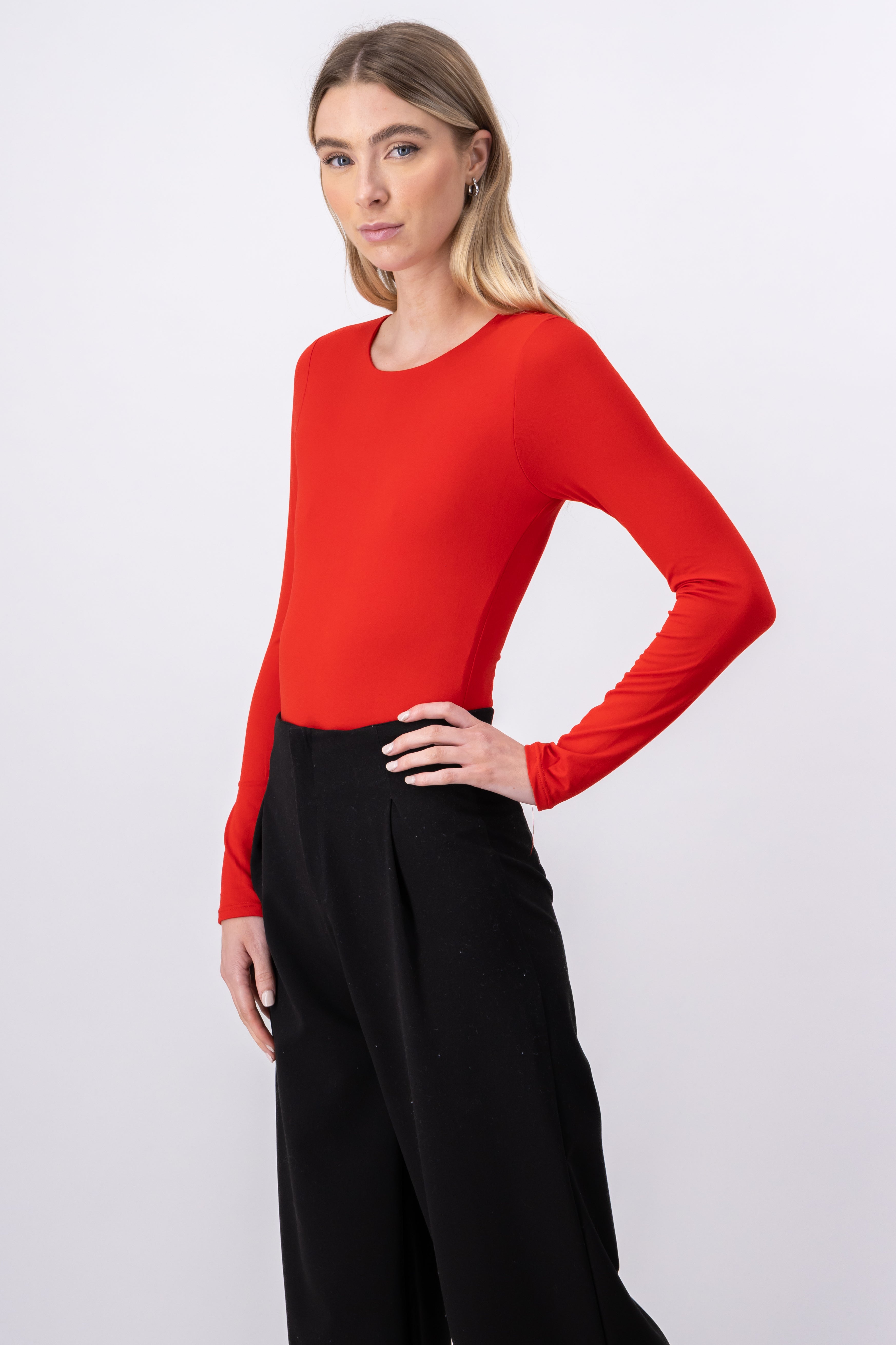 Basic Seamless Long Sleeve Bodysuit RED