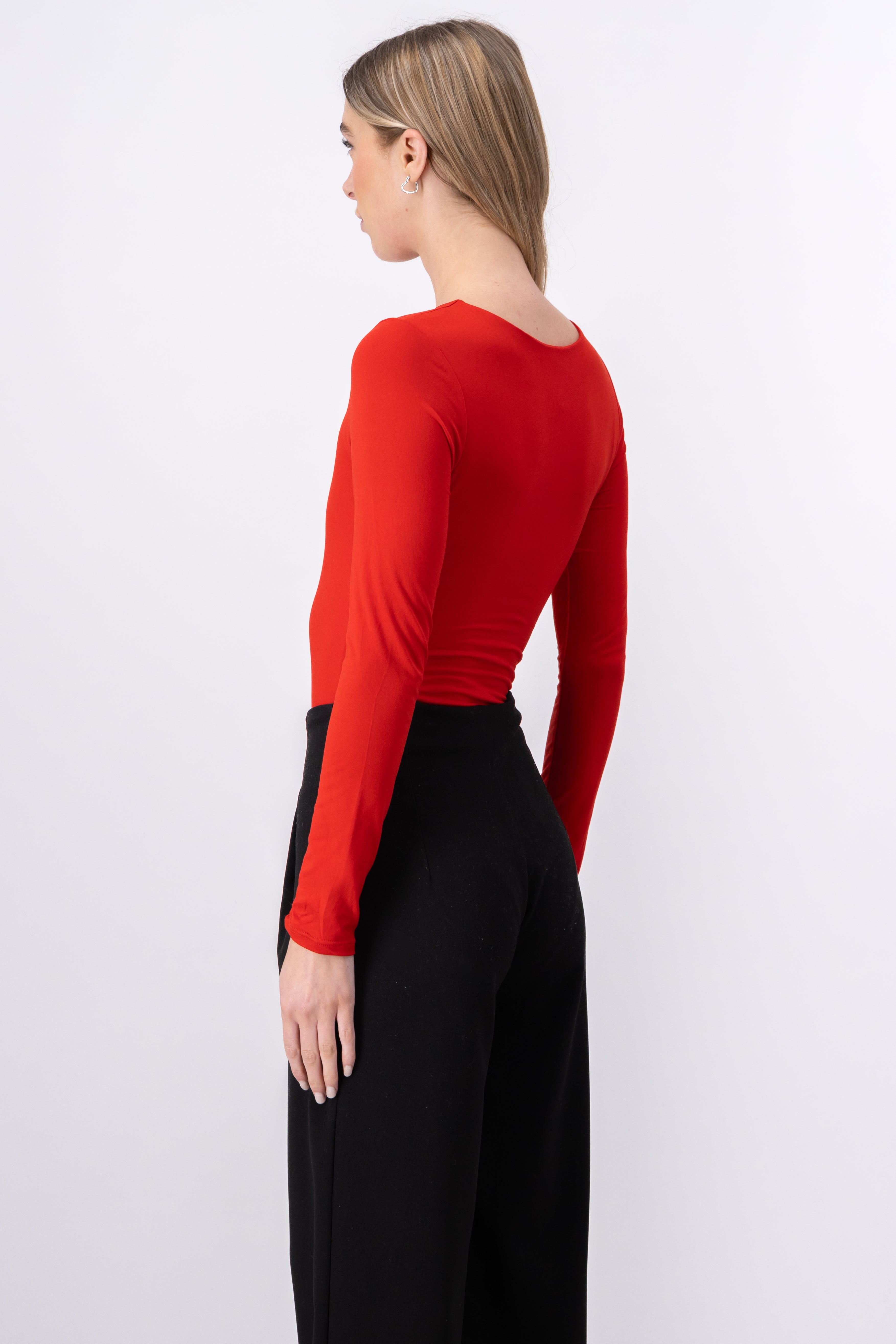 Basic Seamless Long Sleeve Bodysuit RED