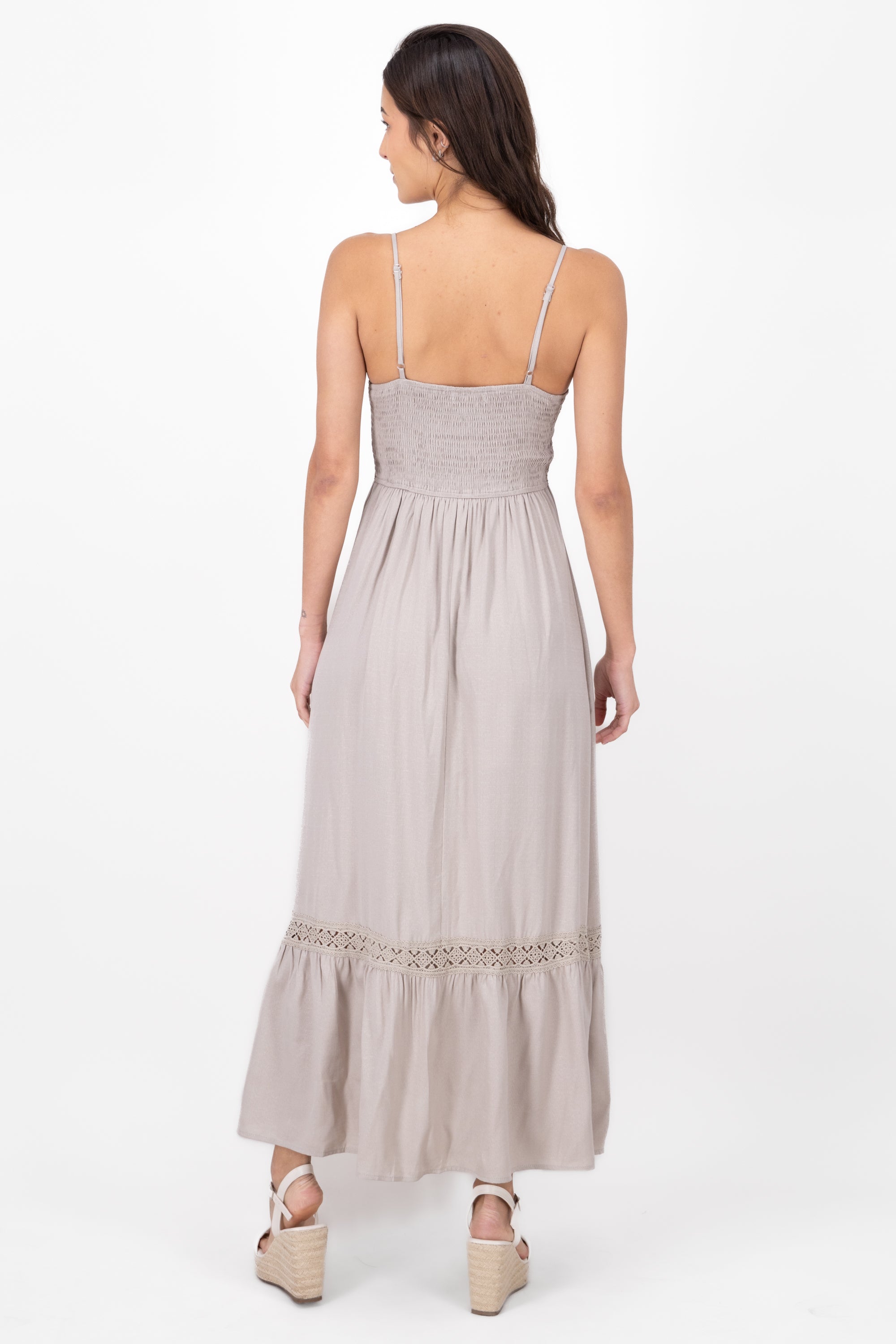 Crochet Hollow Out Maxi Dress SAND