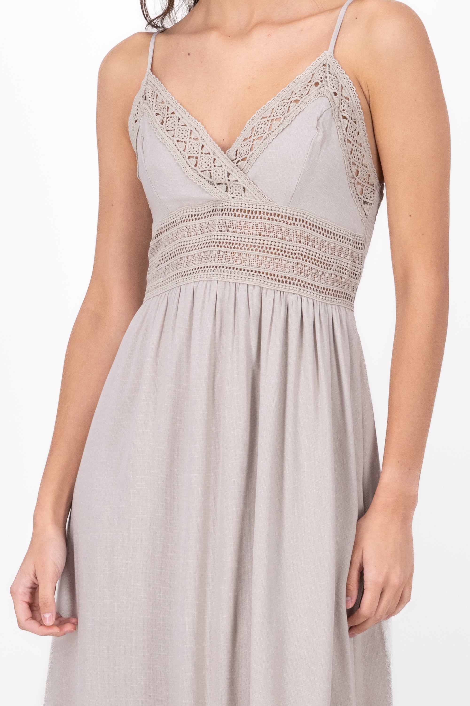 Crochet Hollow Out Maxi Dress SAND