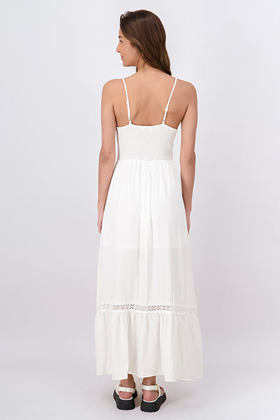 Crochet Hollow Out Maxi Dress WHITE