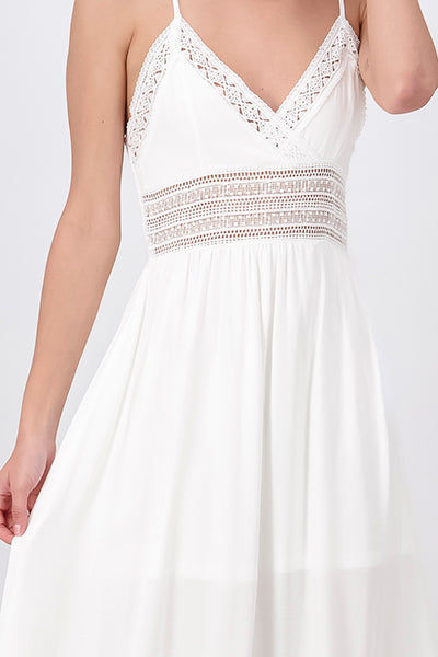 Crochet Hollow Out Maxi Dress WHITE