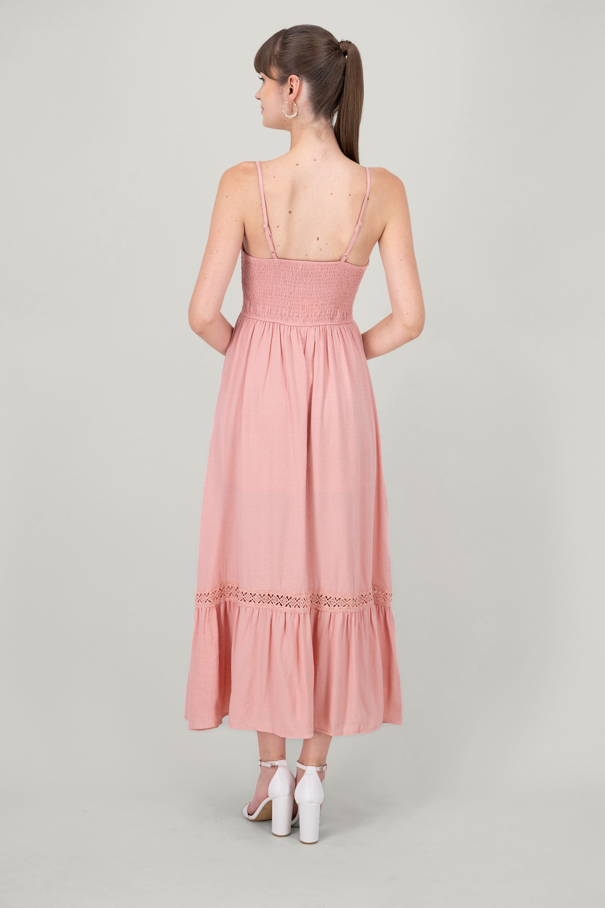 Crochet Hollow Out Maxi Dress PINK