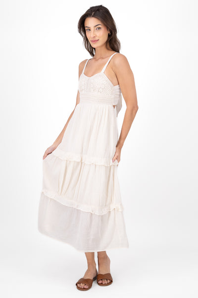 Sleeveless Maxi Crochet Dress CREAM