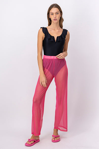 Sheer High Waist Cover Up Pants PINK