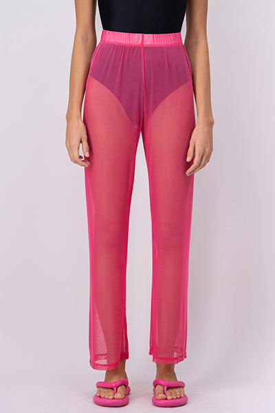 Sheer High Waist Cover Up Pants PINK