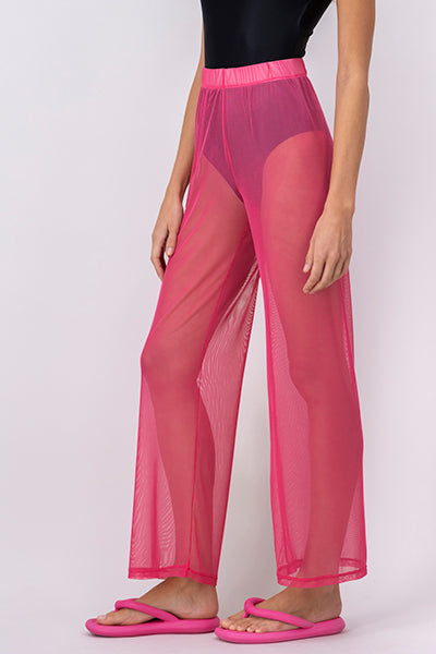 Sheer High Waist Cover Up Pants PINK